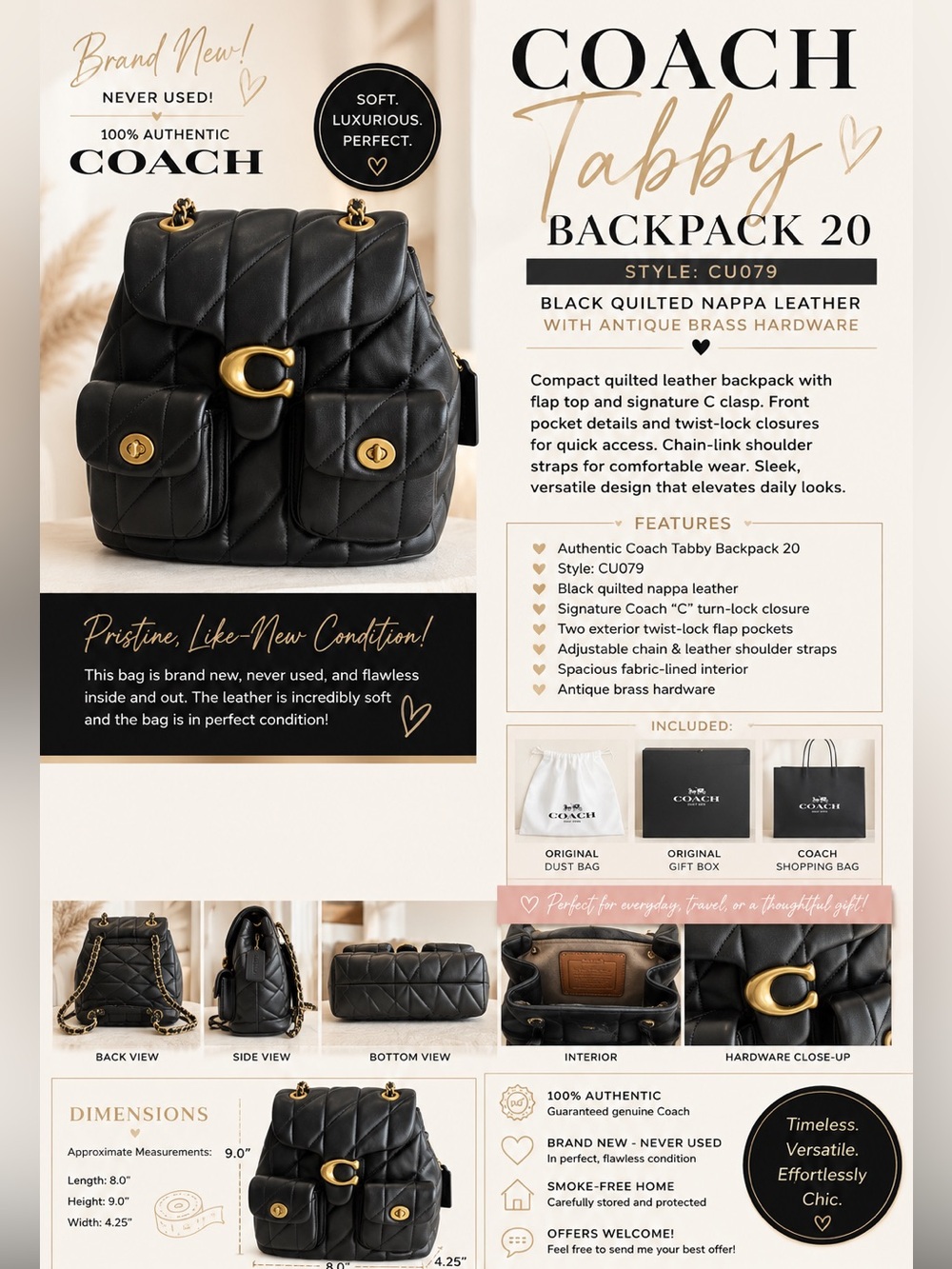 Authentic Coach Tabby Backpack - Perfect condition